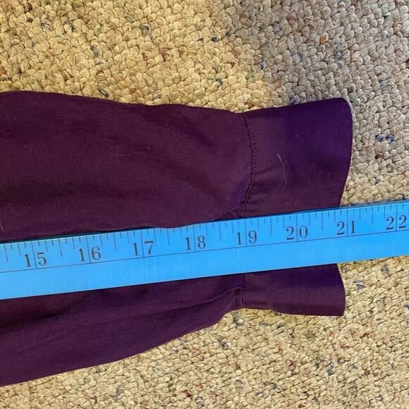 Vintage New Concepts Women’s M-XL 100% Silk Button Up Shirt Purple High Neck - Picture 5 of 10